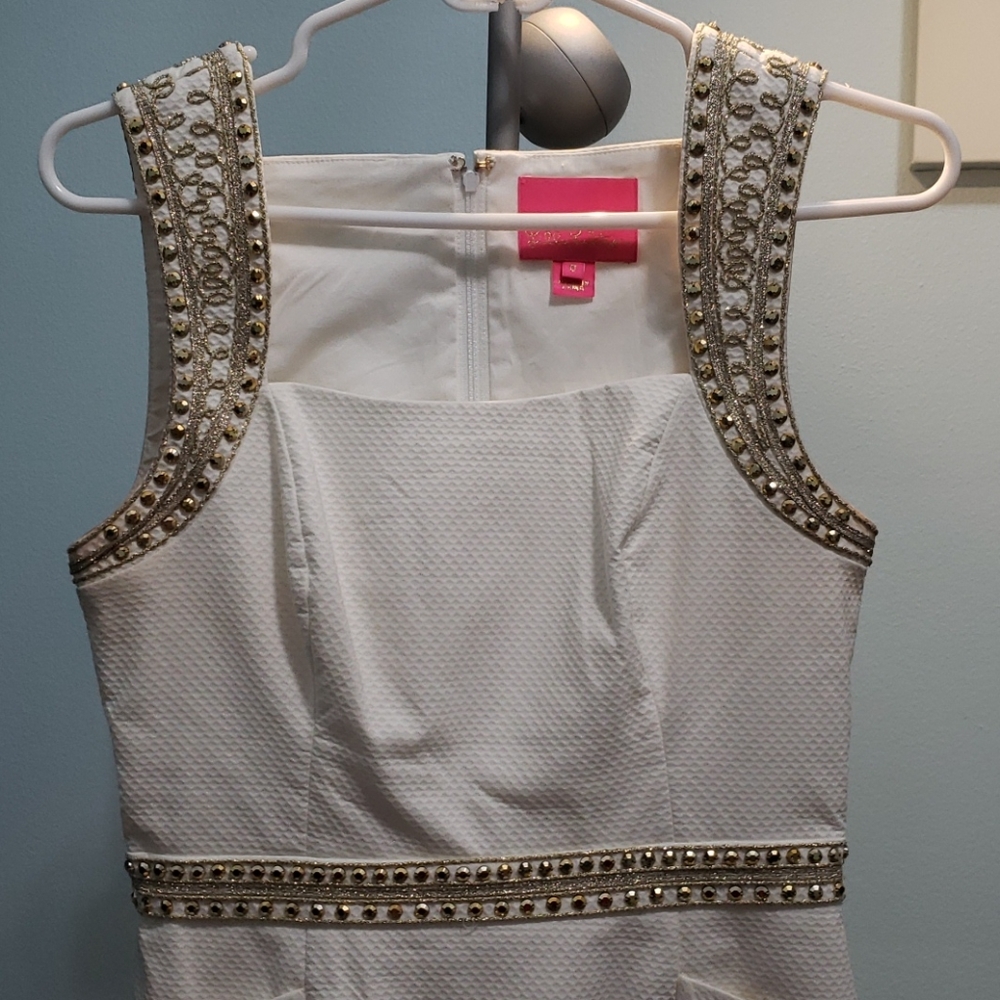 White/gold Lilly Pulitzer Dana shift dress